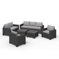 Allibert Lounge-Set CALIFORNIA XXL graphit (1x 2-Sitzer Sofa, 1x 3-Sitzer Sofa, 2x Sessel, 2x Tische)