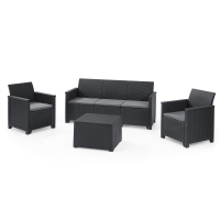 Keter Lounge-Set EMMA (1x 3-Sitzer Sofa, 2x Sessel, 1x Boxtisch)