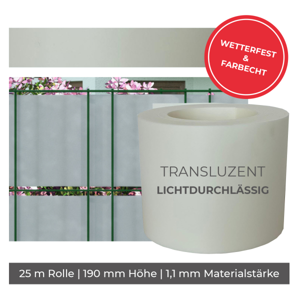EXCLUSIVE Sichtschutzrolle transluzentes Wei&szlig; 25m
