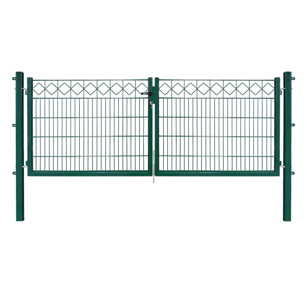 EXCLUSIVE Gartentor KARO 300 x 100 cm in Moosgrün