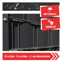 EXCLUSIVE Sichtschutzstreifen "Genarbt" Rolle 25 Meter Anthrazit (RAL 7016)