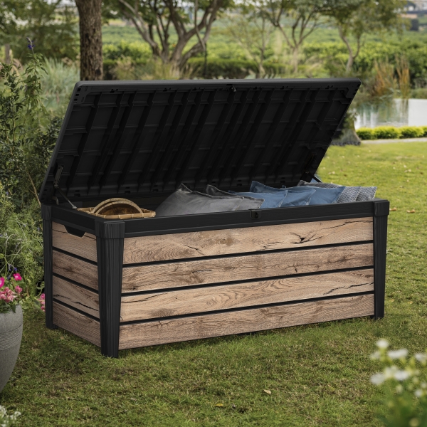 Keter Gartenbox Brightwood, 454 Liter, Holzoptik Pinie, 154,90 €